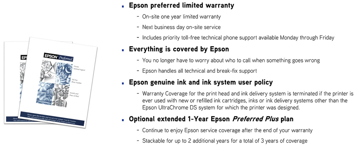 epson surecolor f6370 dye sub printer description epson preferred limited warranty one year on site parts and labor with optional extended for up to 3 years total