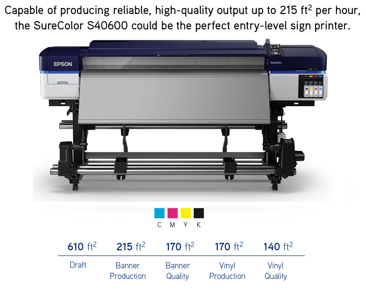 epson surecolor s40600 print cut edition showing printer speed in square feet per hour in different quality modes passes