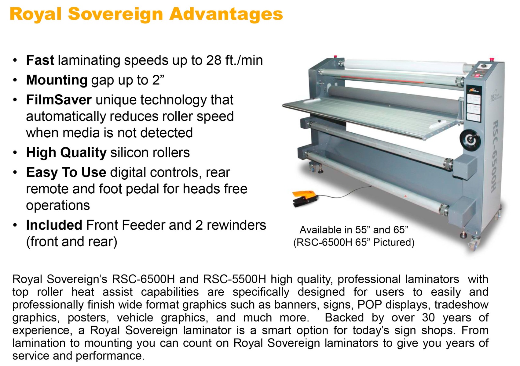 royal sovereign rsc-5500h laminator features including fast up to 28ft per minute 2