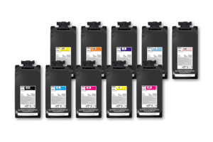 image showing epson f6470h ink packs of cmyk orang violet light magenta light cyan and fluorescent pink and yellow