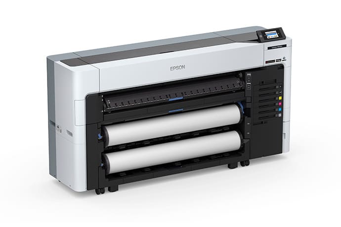 Epson SureColor P8570DL 44-inch dual-roll printer with 1.6-liter ink packs, right angle view