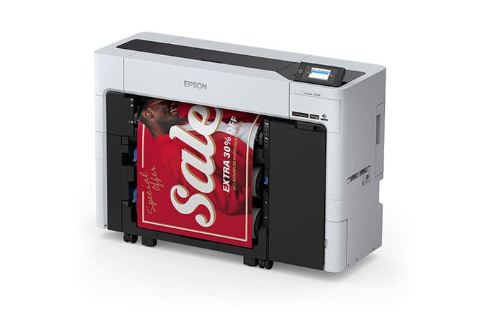 Epson SureColor T3770DR 24-inch dual-roll CAD printer, left angle view