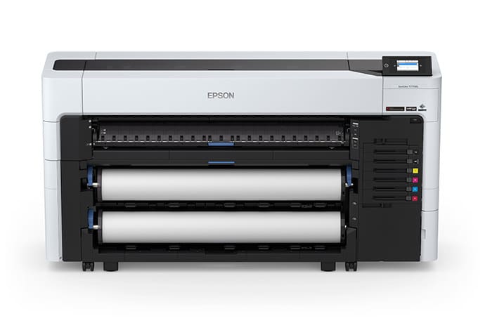 Epson SureColor T7770DL 44-inch dual-roll CAD printer with 1.6-liter ink packs, front view