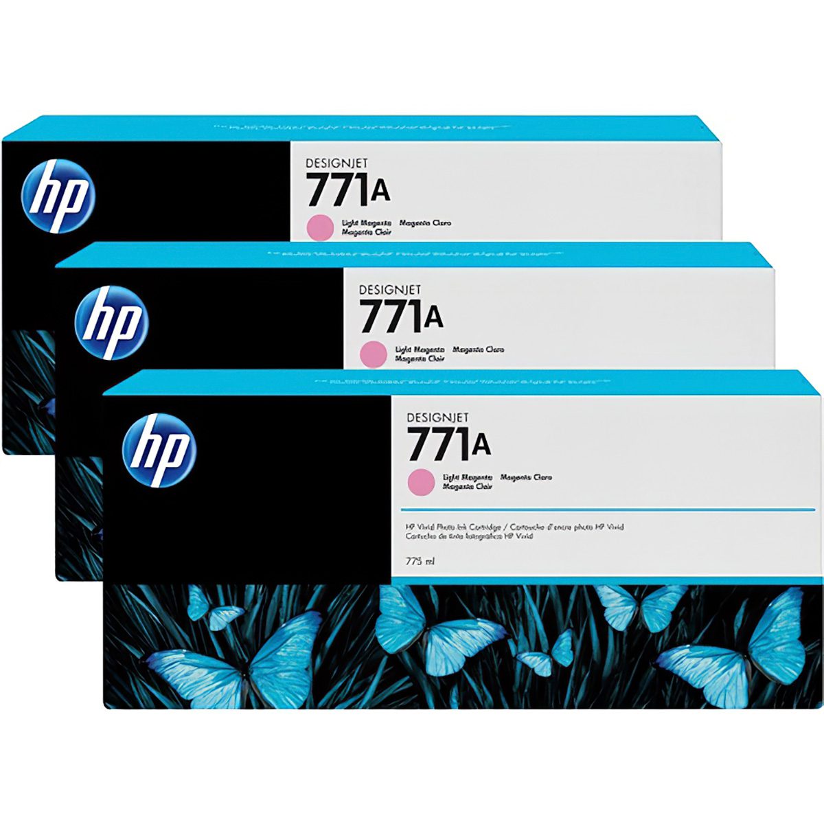 HP 771A 775 ml Light Magenta DesignJet Ink Cartridge 3-Pack