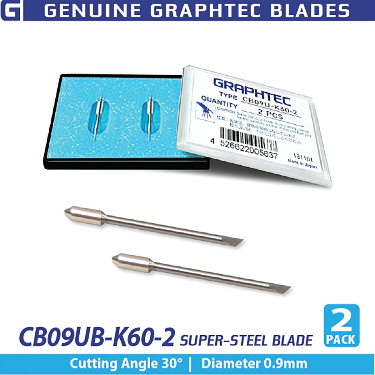 Graphtec CB09UB-K60 Supersteel Cutting Blade, 30°, 0.9 mm diameter (2-pack)